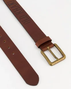 Men Old Khaki Belts>Echo Logo Branded Leather Belt
