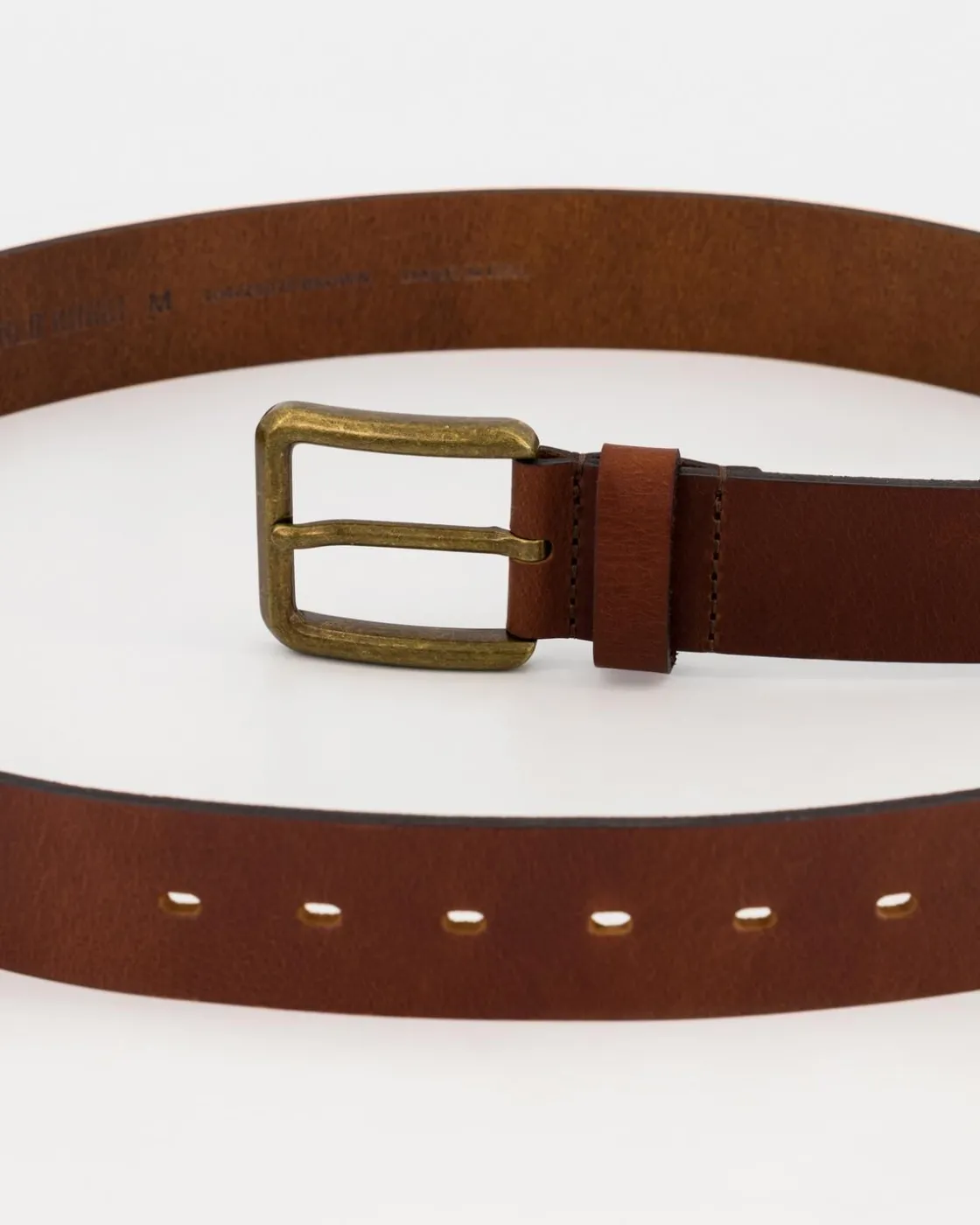 Men Old Khaki Belts>Echo Logo Branded Leather Belt