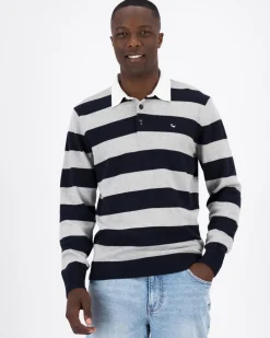 Men Old Khaki Sweats>Men'S Cale Striped Rugby Sweat