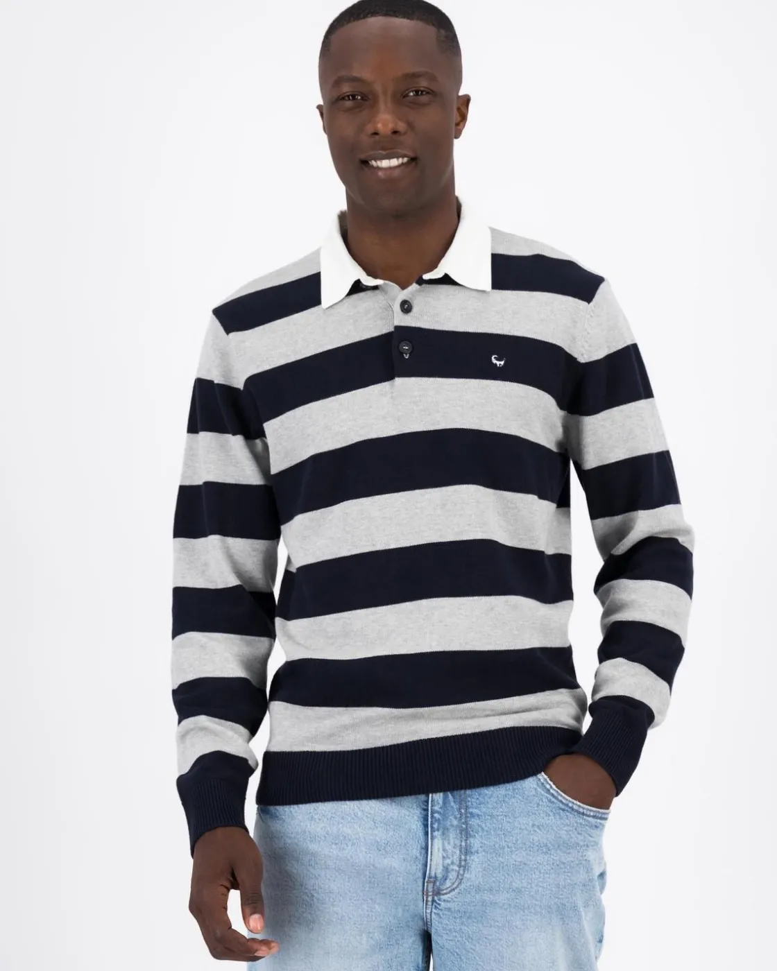 Men Old Khaki Sweats>Men'S Cale Striped Rugby Sweat