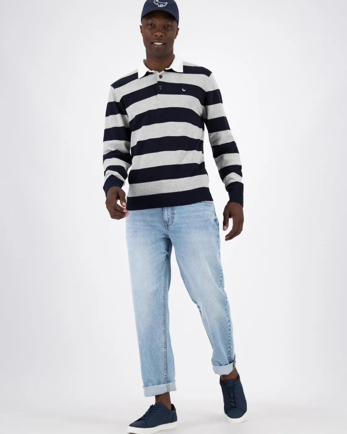Men Old Khaki Sweats>Men'S Cale Striped Rugby Sweat