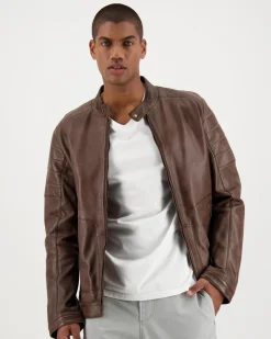 Men Old Khaki Jackets>Men'S Cam Leather Jacket