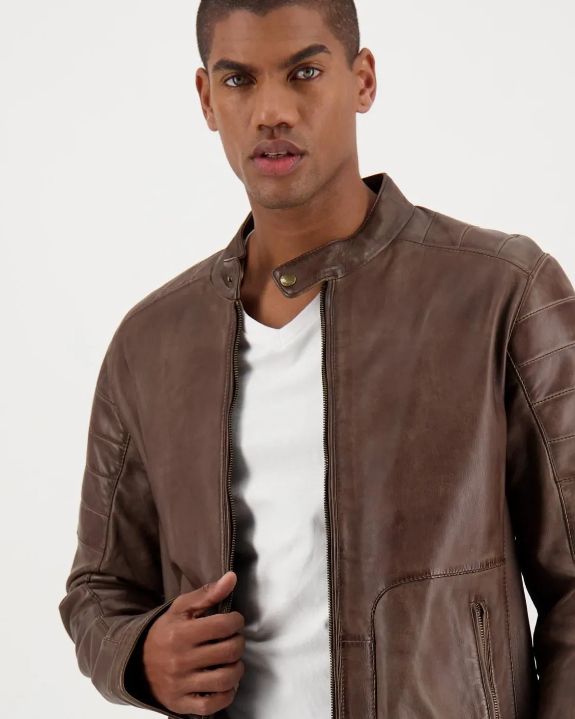 Men Old Khaki Jackets>Men'S Cam Leather Jacket