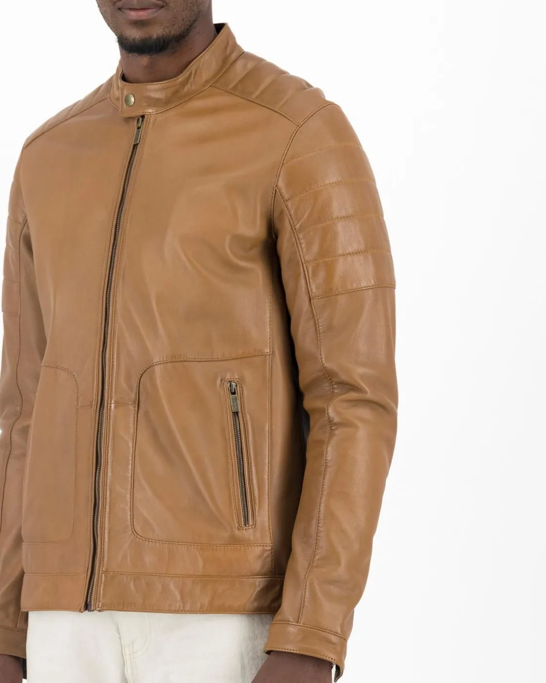 Men Old Khaki Jackets>Men'S Cam Leather Jacket