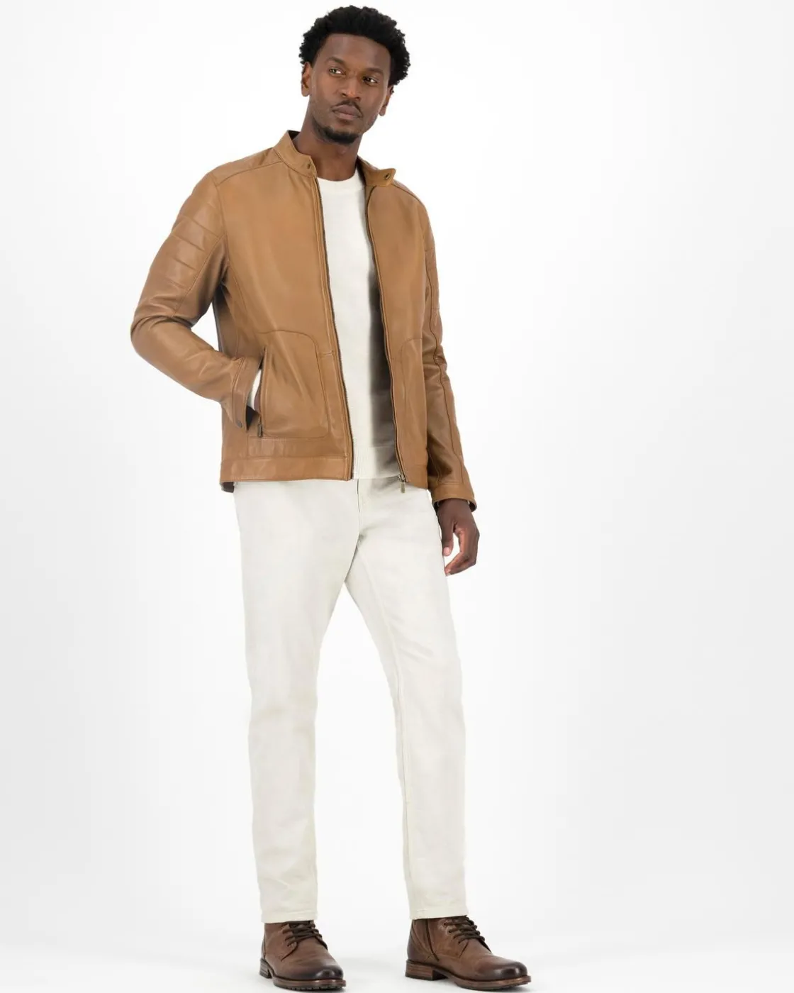 Men Old Khaki Jackets>Men'S Cam Leather Jacket