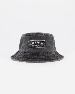 Men Old Khaki Headwear>Men'S Gerault Frayed Badge Bucket Hat
