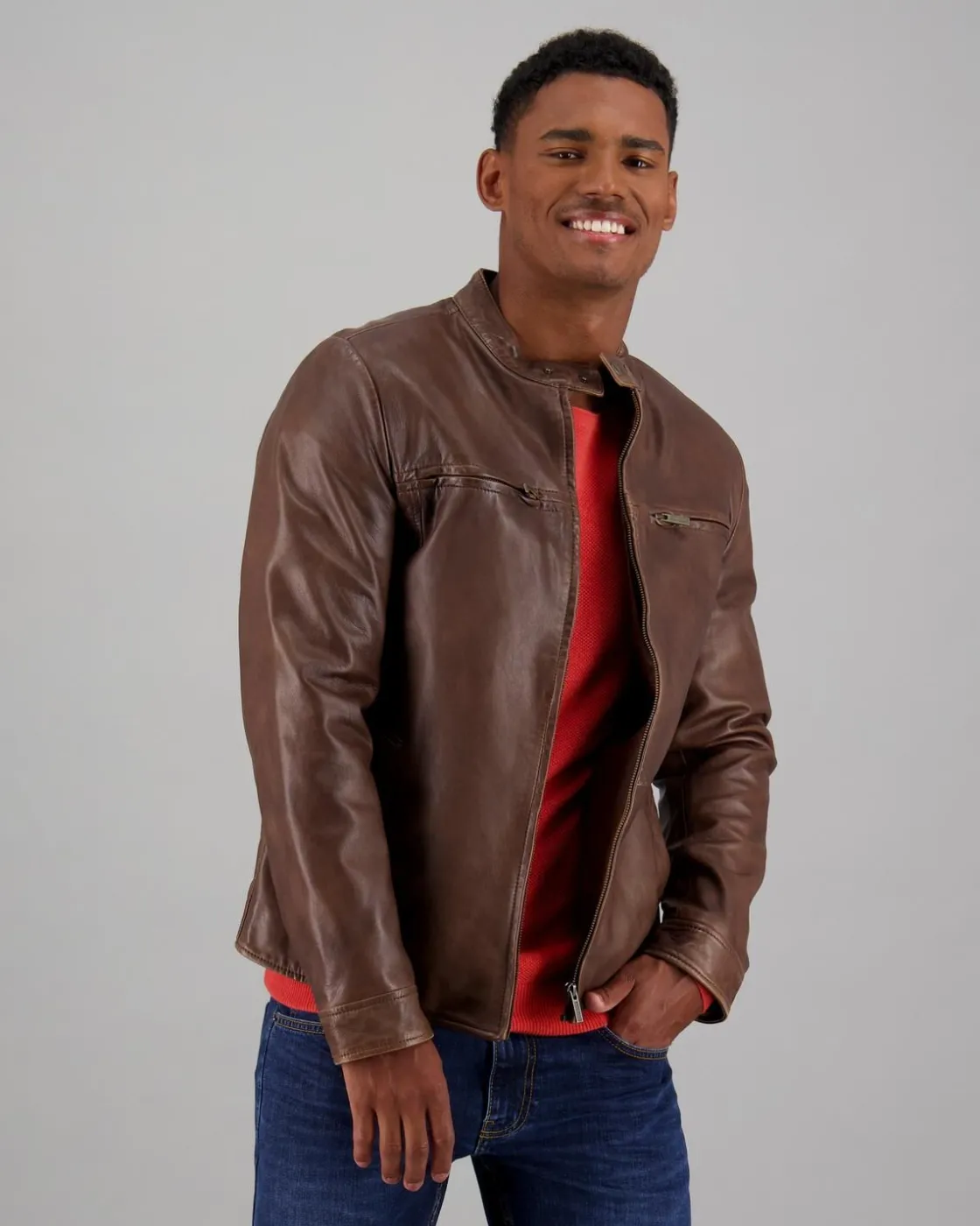 Men Old Khaki Jackets>Men'S Gino Leather Jacket