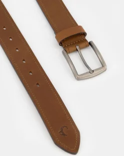 Men Old Khaki Belts>Men'S Grady Topstitch Rolled Edge Leather Belt