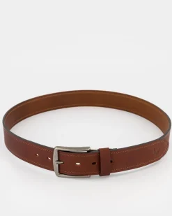 Men Old Khaki Belts>Men'S Grady Topstitch Rolled Edge Leather Belt