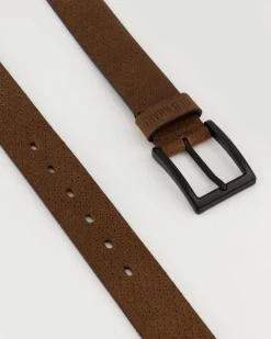 Men Old Khaki Belts>Men'S Rush Embossed Detail Leather Belt