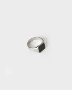 Men Old Khaki Jewellery>Men'S Stainless Steel Square Signet Ring