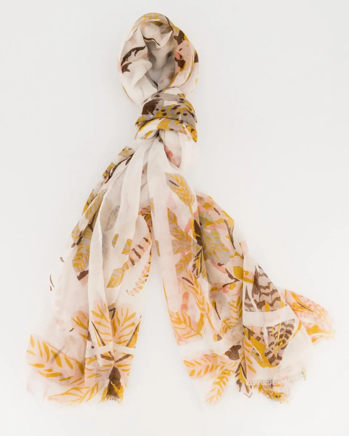 Women Old Khaki Scarves & Kimonos>Parita Scattered Foliage Print Scarf