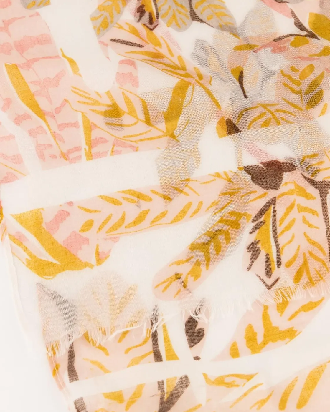 Women Old Khaki Scarves & Kimonos>Parita Scattered Foliage Print Scarf