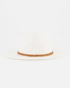 Women Old Khaki Beanies, Hats & Caps>Sora Straw Braid Trim Fedora