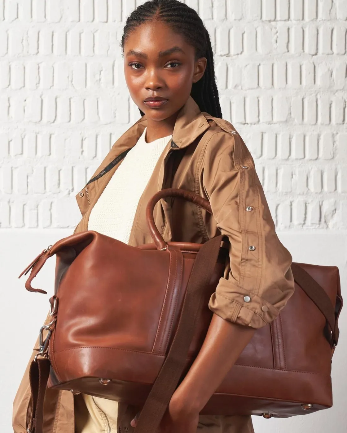 Women Old Khaki Bags & Purses>Unisex Rami Leather Weekender Bag