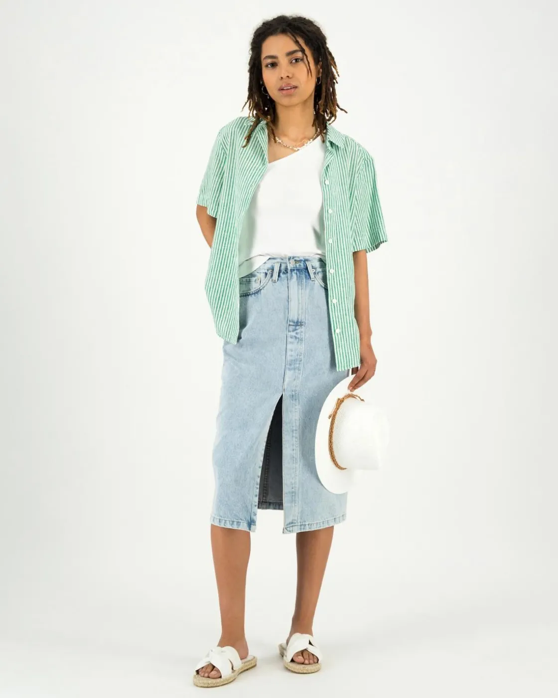 Women Old Khaki Shirts & Blouses>Women'S Alba Linen Stripe Shirt