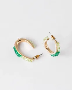 Women Old Khaki Jewellery>Women'S Bead & Pearl Hoop Earrings