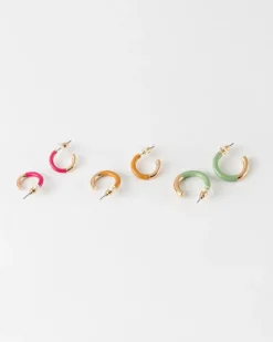 Women Old Khaki Jewellery>Women'S Enamel Hoop Earrings 3-Pack