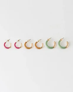 Women Old Khaki Jewellery>Women'S Enamel Hoop Earrings 3-Pack