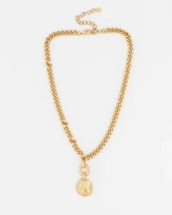 Women Old Khaki Jewellery>Women'S Hammered Charm Chain Necklace