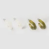 Women Old Khaki Jewellery>Women'S Irregular Resin Hoop Earrings (2-Pack)