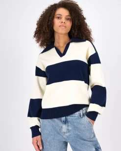 Women Old Khaki Knitwear & Sweats>Women'S Marie Stripe Golfer