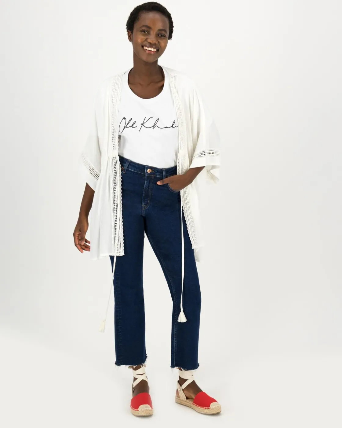 Women Old Khaki Scarves & Kimonos>Women'S Sienna Ladder Lace Trim Kimono
