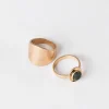 Women Old Khaki Jewellery>Women'S Stone & Plain Ring Set