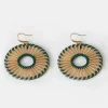 Women Old Khaki Jewellery>Women'S Straw & Metal Circle Drop Earring