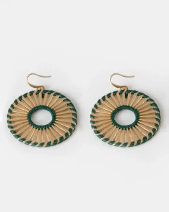 Women Old Khaki Jewellery>Women'S Straw & Metal Circle Drop Earring