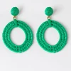 Women Old Khaki Jewellery>Women'S Straw Double Oval Drop Earrings