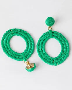 Women Old Khaki Jewellery>Women'S Straw Double Oval Drop Earrings