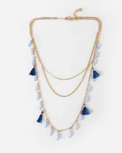 Women Old Khaki Jewellery>Women'S Tassel & Bead Multichain Necklace