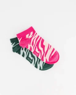 Women Old Khaki Socks>Women'S Zebra Stripe Print Anklet Socks 2-Pack